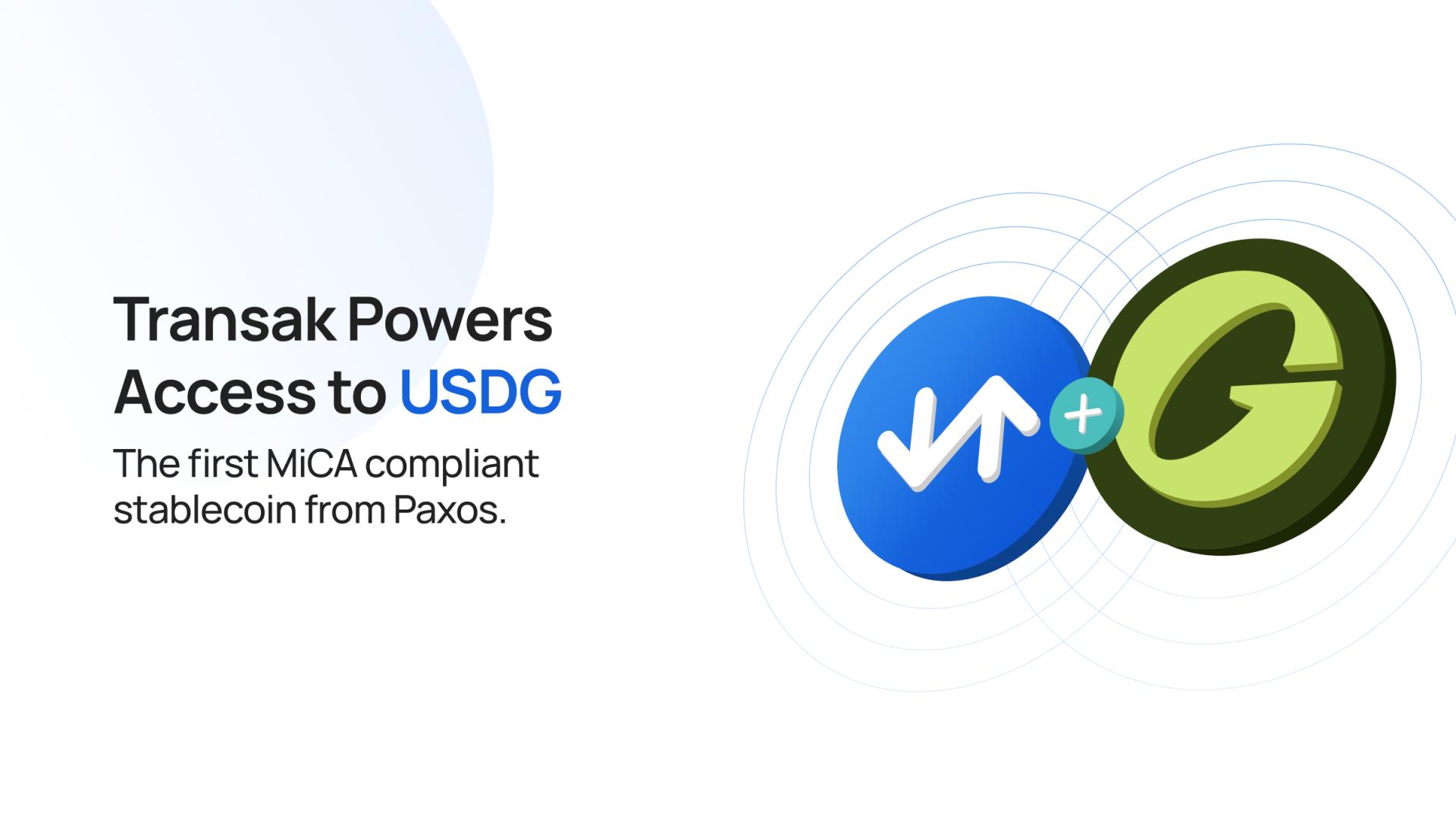 Transakが提供開始、Paxos初のMiCA準拠ステーブルコインUSDG