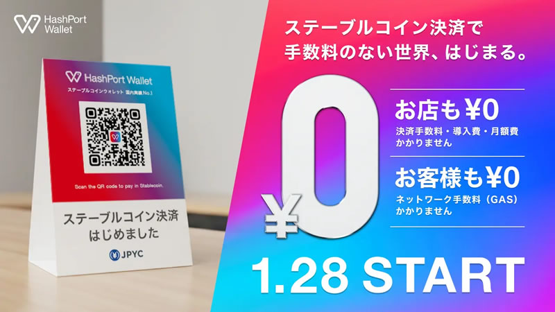 HashPort、企業向けステーブルコイン決済サービスを発表：企業は手数料ゼロで導入可、ユーザーはHashPort Walletでガスレス決済可